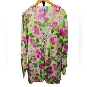 YOUR BEST LOOK Pink Floral Bathing Suite Cover Up
